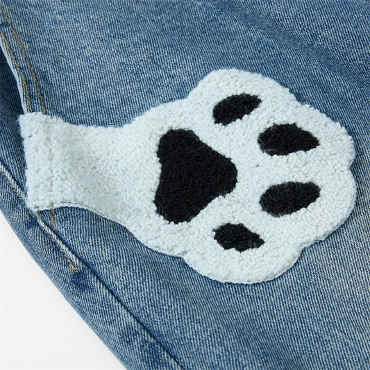 Embroidered denim workwear pants