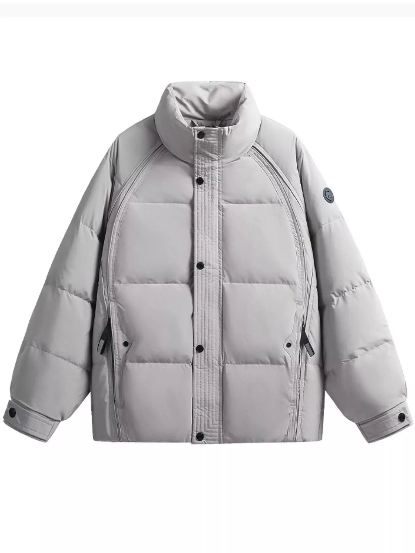 Men's Plus Size Stand Collar Puffer Jacket by Trendsi