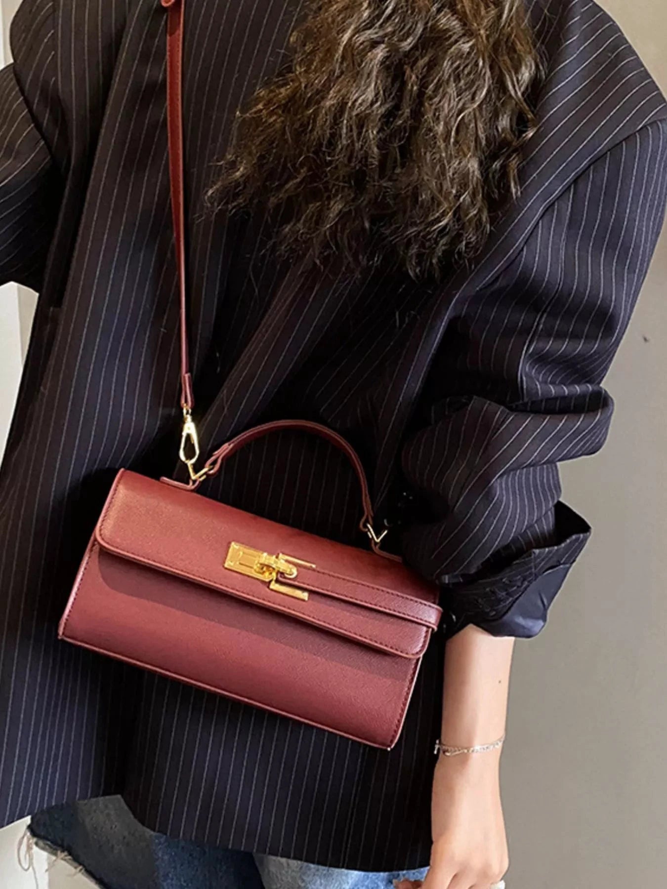 Golden Clasp Crossbody Bag by Trendsi