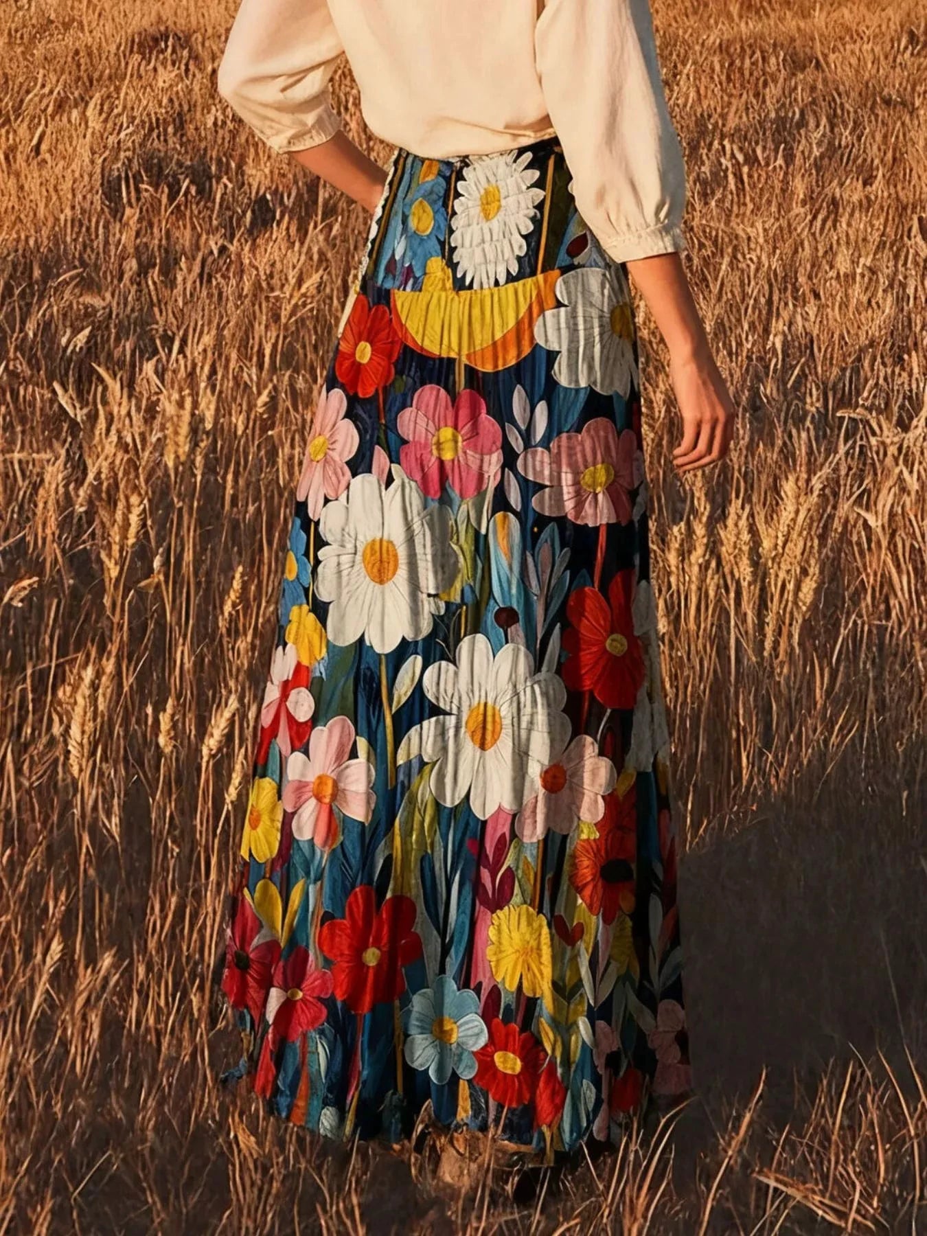 Floral Print Flowy Maxi Skirt by Trendsi
