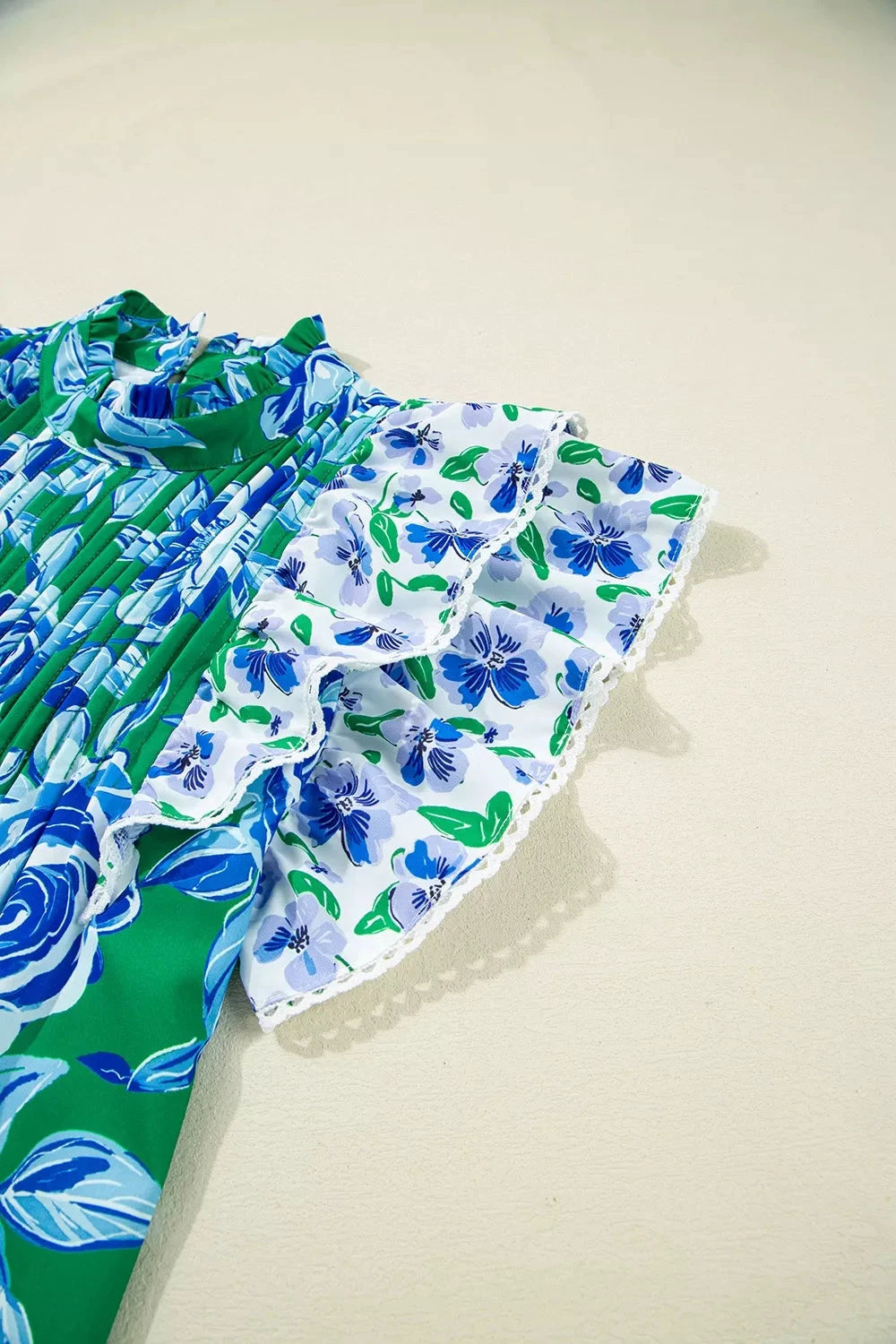 Floral Print Ruffle Sleeve Blouse by Trendsi