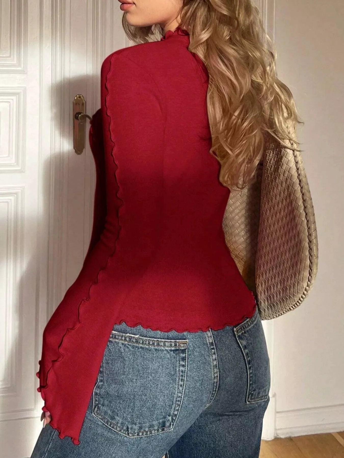 Lettuce Edge Flare Sleeve Top by Trendsi