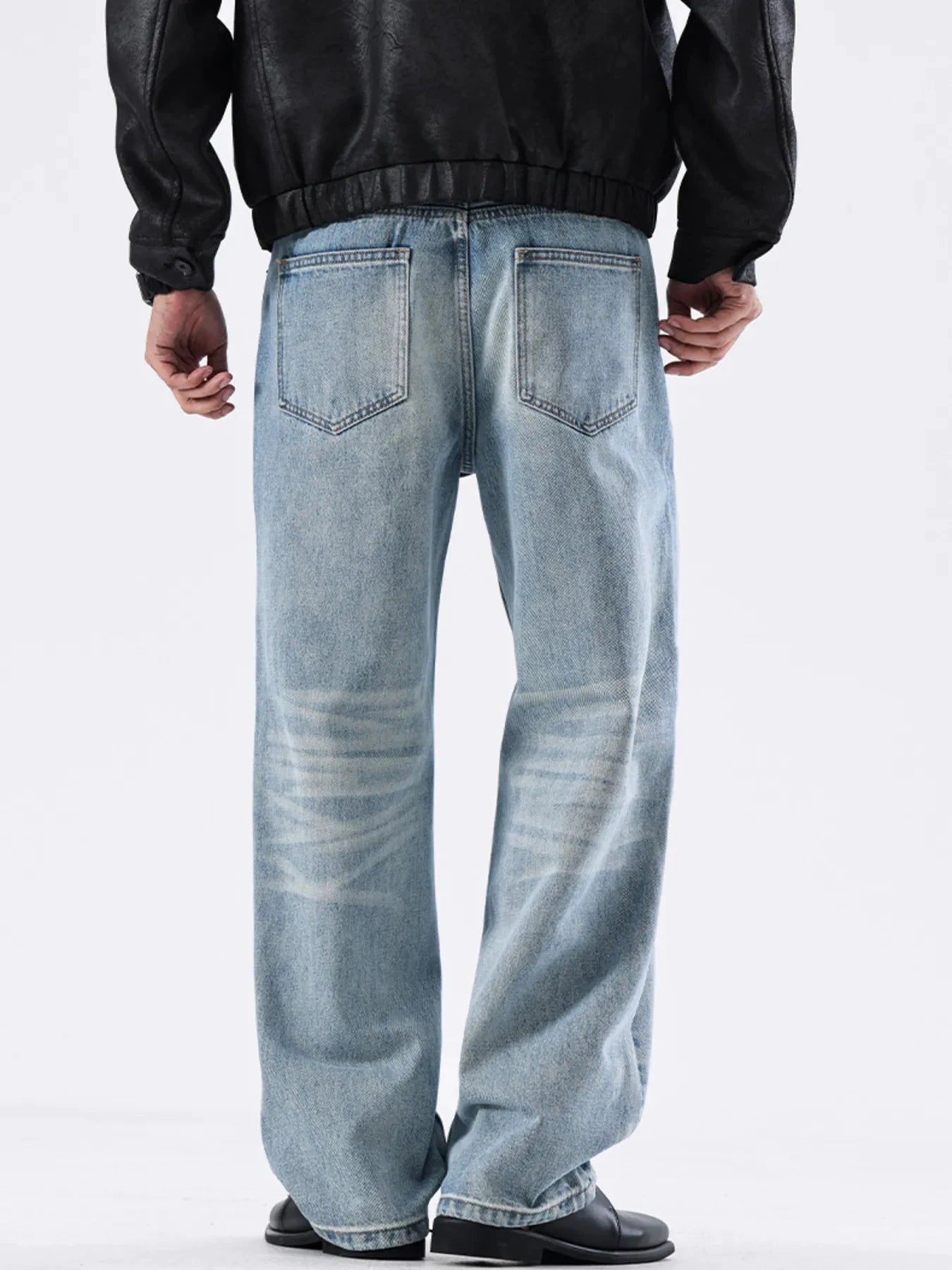 Men's Full Size Washed Wide Leg Jeans Plus Size by Trendsi