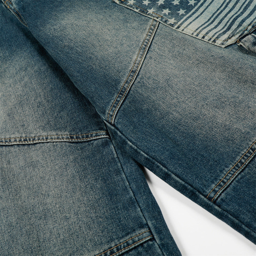 Washed denim workwear pants