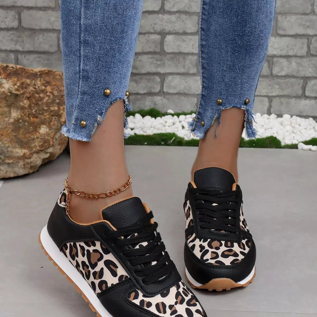 Leopard Print Casual Sneakers by Trendsi