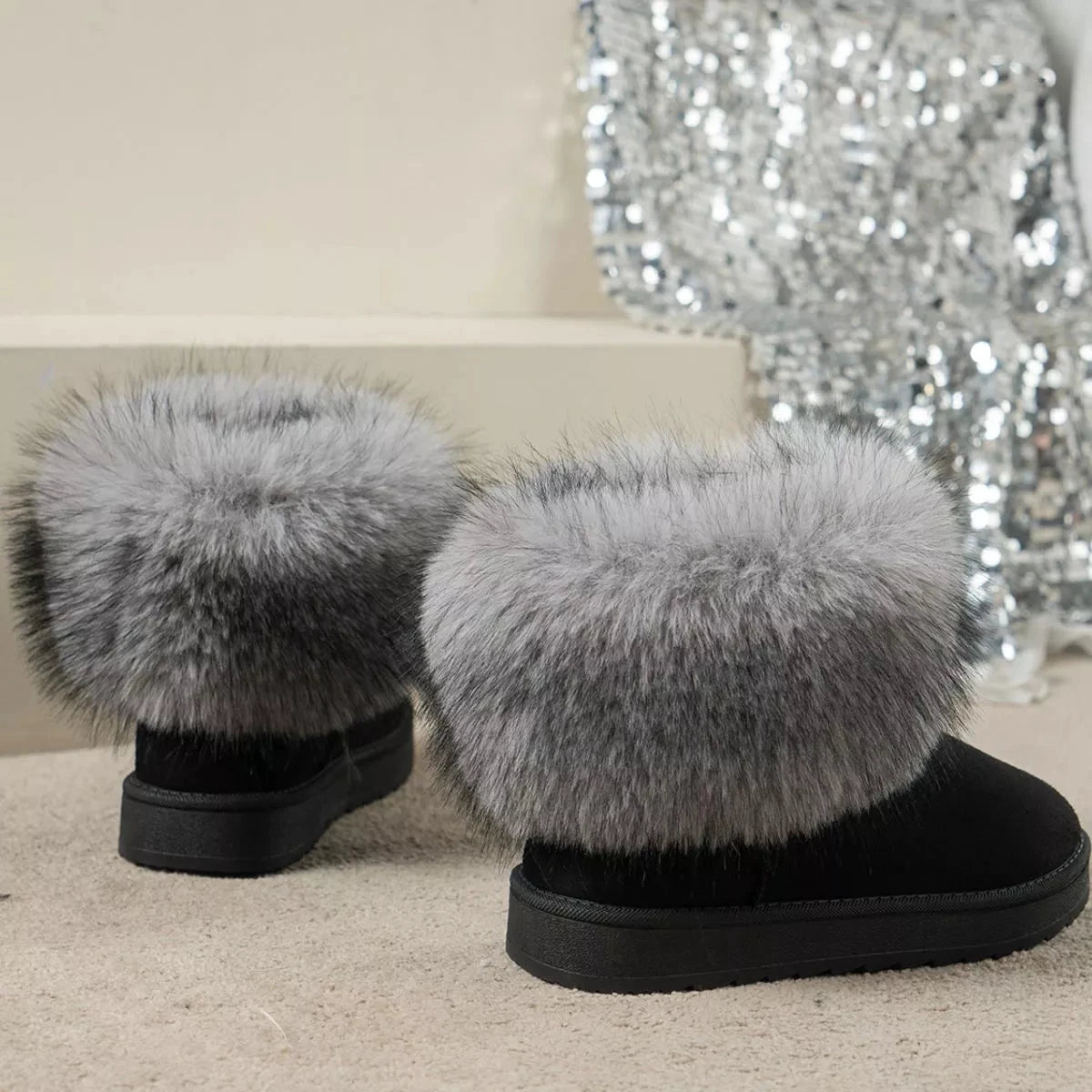 Fuzzy Trim Ankle Boots by Trendsi