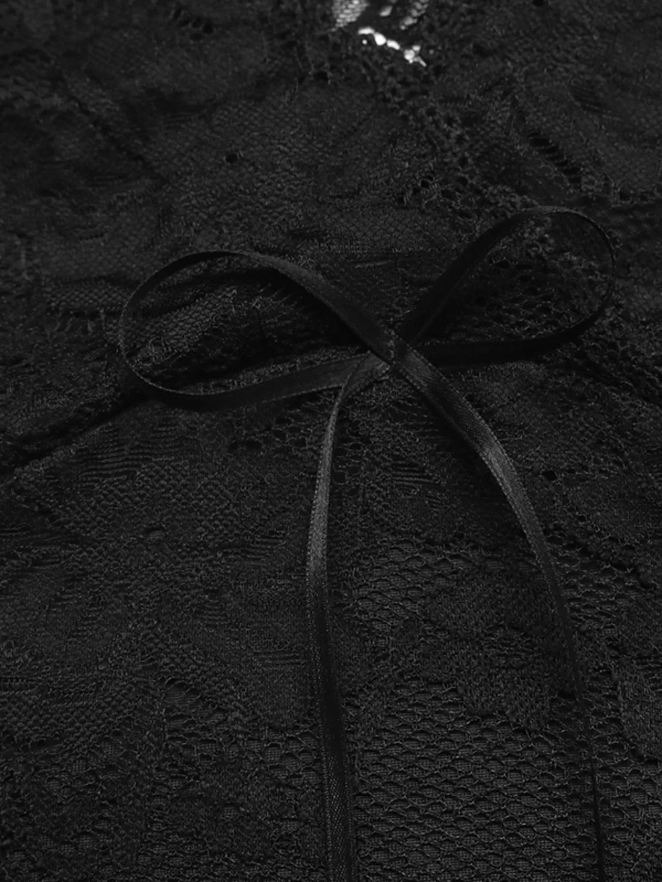 Long Sleeve Floral Lace Mesh Cropped Top by Trendsi