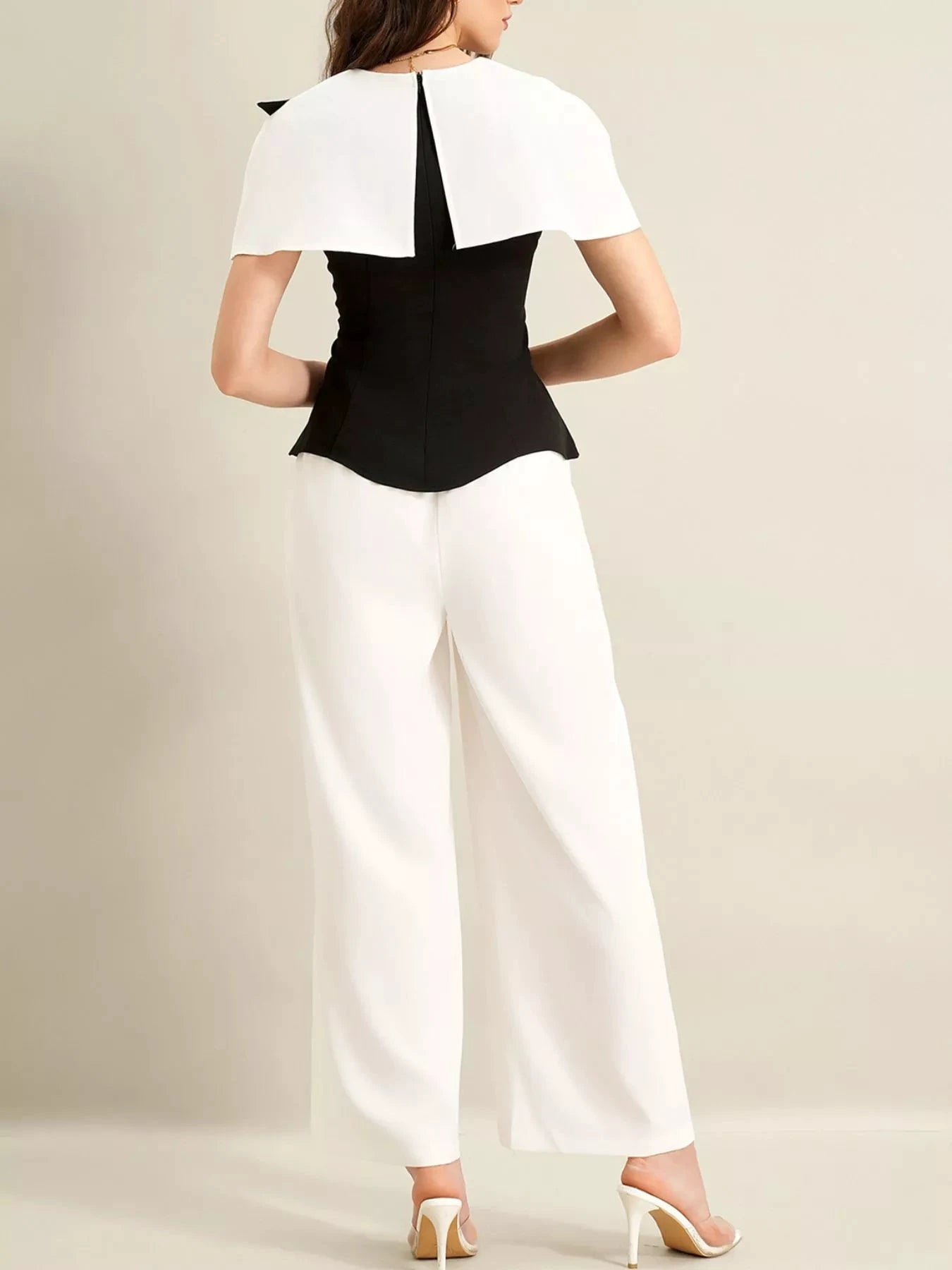 Peplum Top with Wide-Leg Pants Set by Trendsi