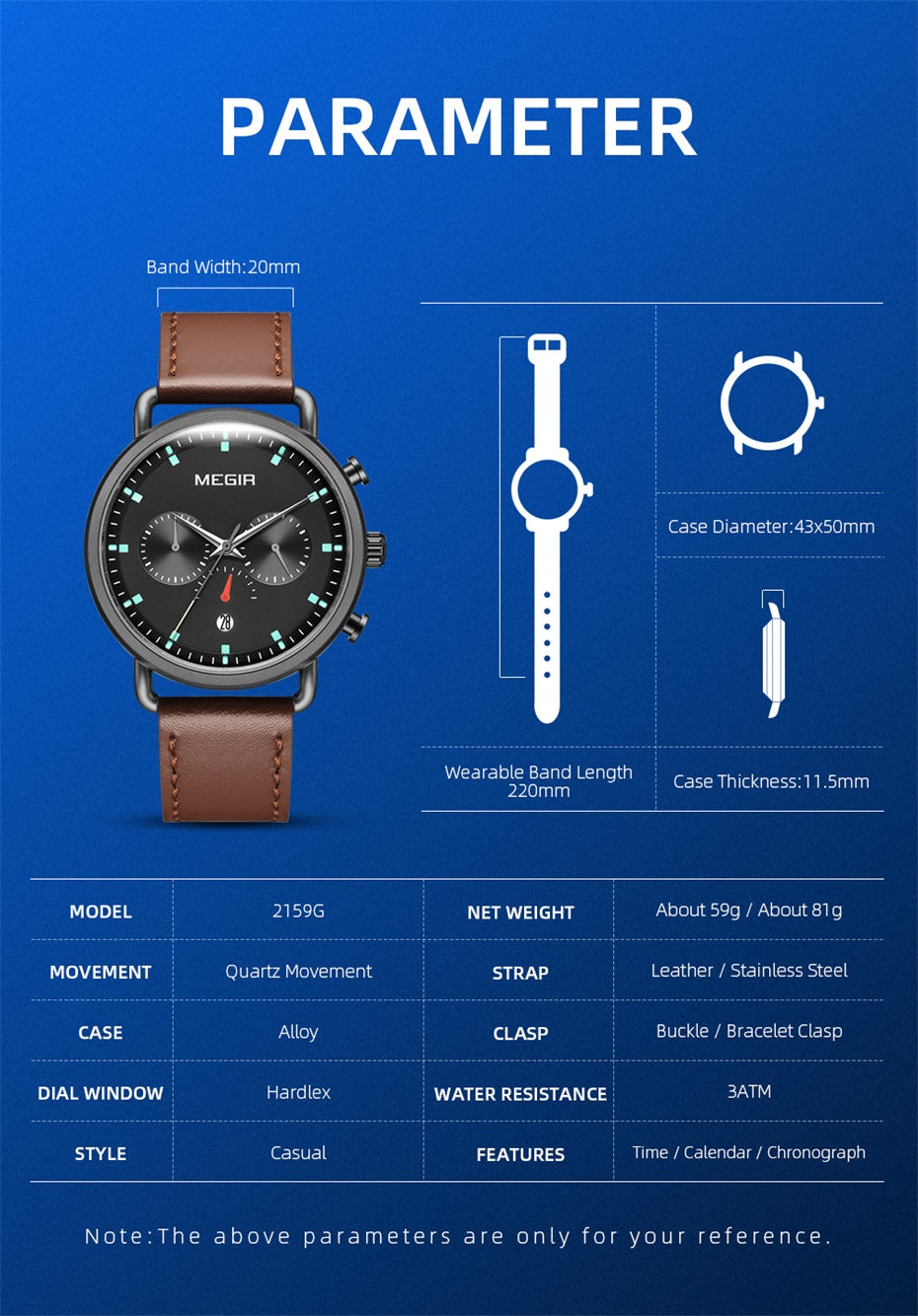 Montre homme MEGIR, marque de luxe, style décontracté, montre à quartz étanche avec date, montre de sport militaire, Relogio Masculino