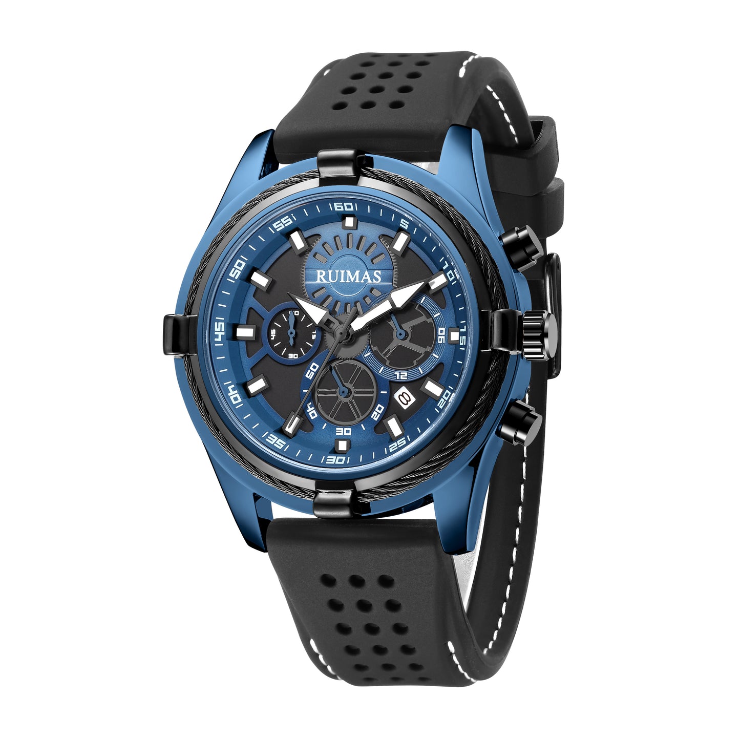 Reloj de cuarzo de lujo para hombre, correa de silicona, grande, resistente al agua, militar, deportivo, con fecha luminosa.