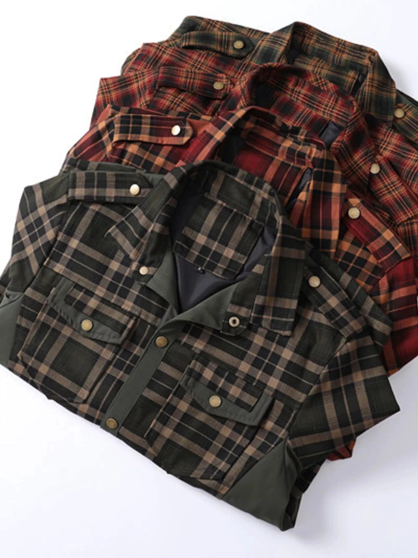 Men's Full Size Button Up Long Sleeve Plaid Shirt Plus Size by Trendsi