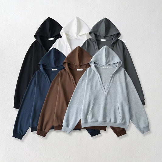 V-neck hooded long sleeved sweatshirt by eprolo