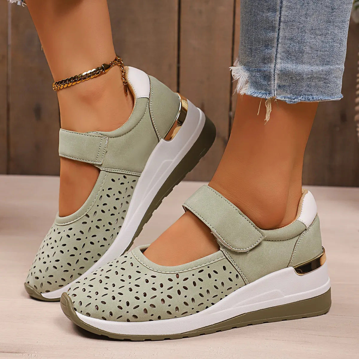 Round Toe Wedge Sneakers by Trendsi
