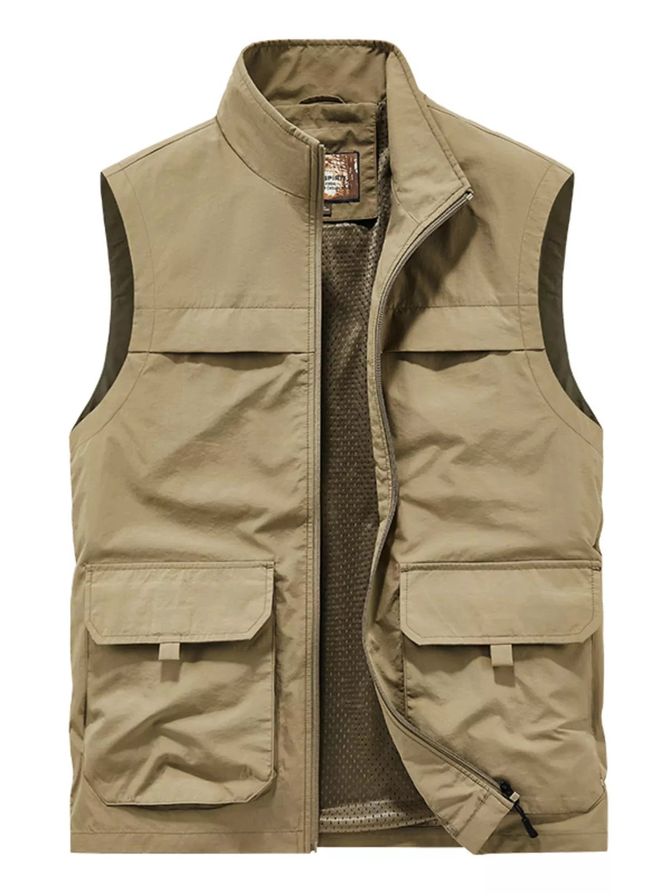 Men's Plus Size Lightweight Multi-Pocket Outdoor Vest by Trendsi