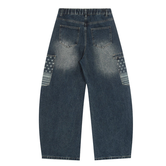 Washed denim workwear pants