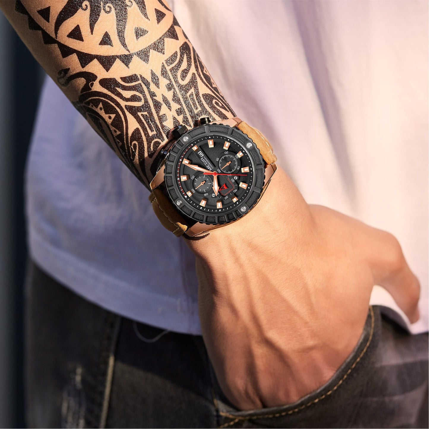 Montre de sport étanche pour homme Megir, montre militaire à quartz, Relogio Masculino