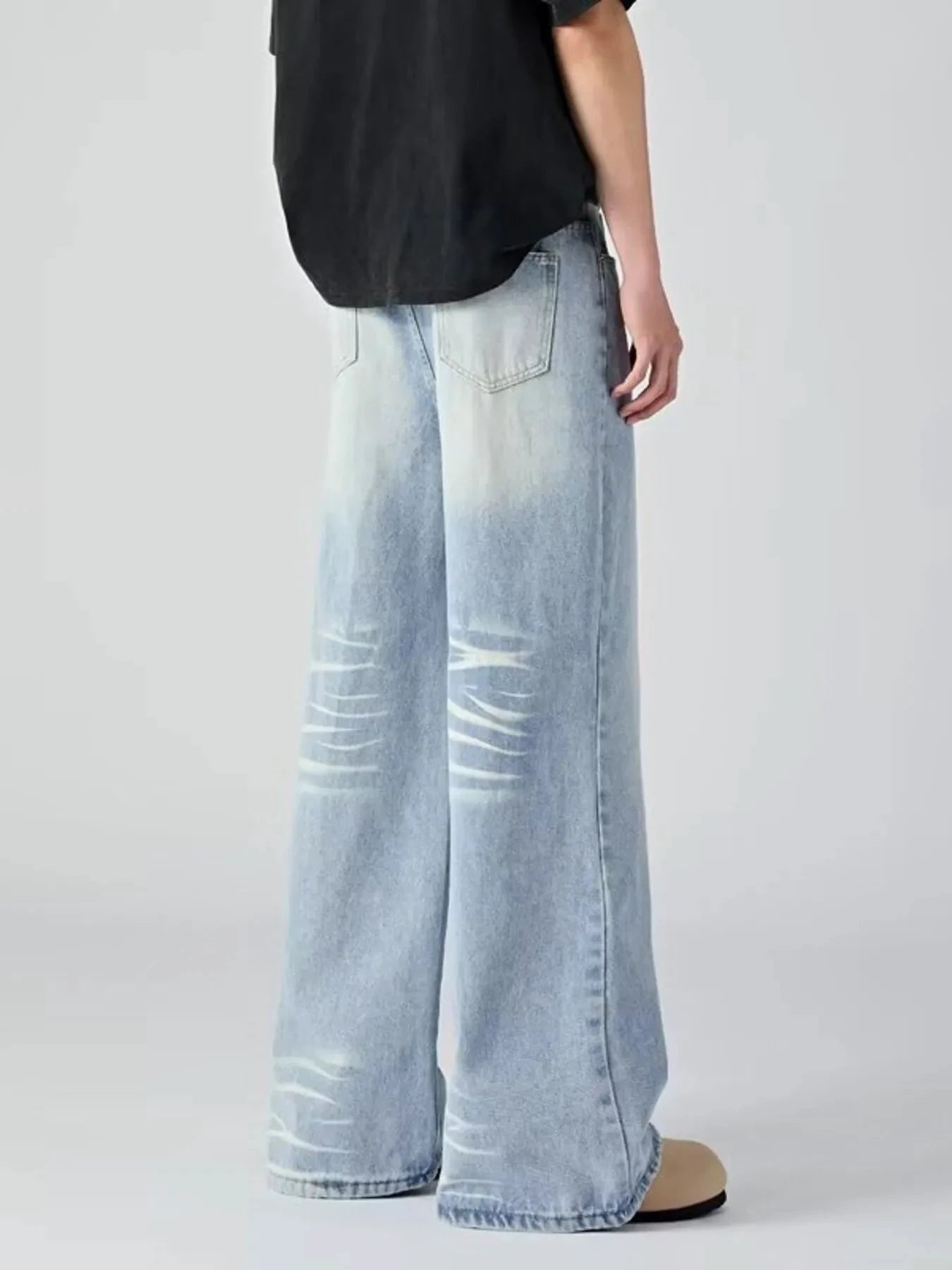 Men's Plus Size Wide Leg Wash Jeans by Trendsi