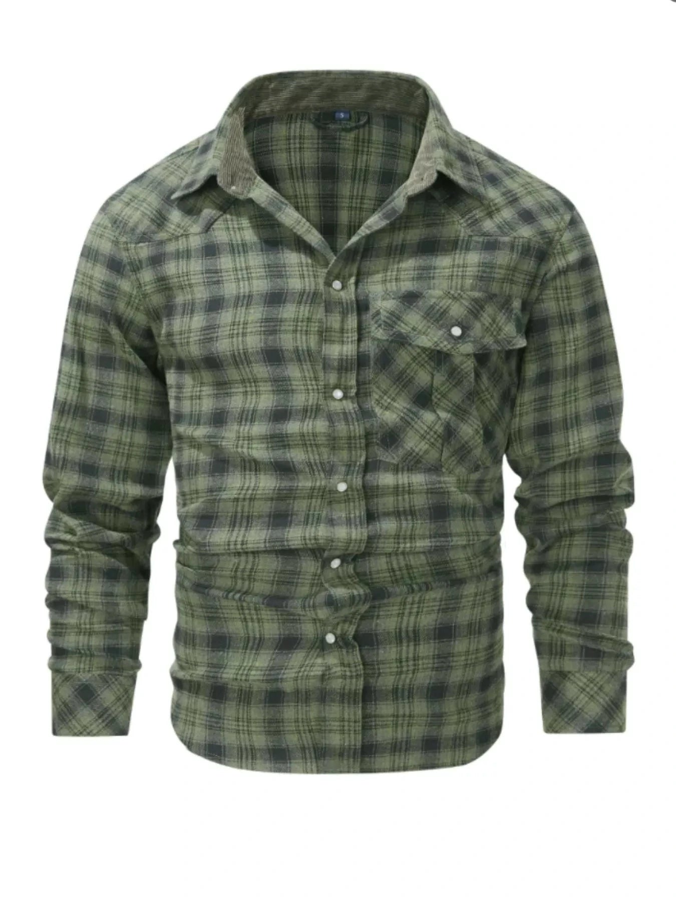 Men's Vintage Plaid Button Up Shirt by Trendsi