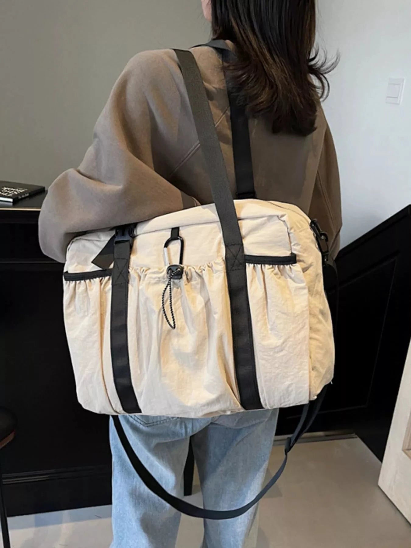 Canvas Travel Duffel Bag by Trendsi