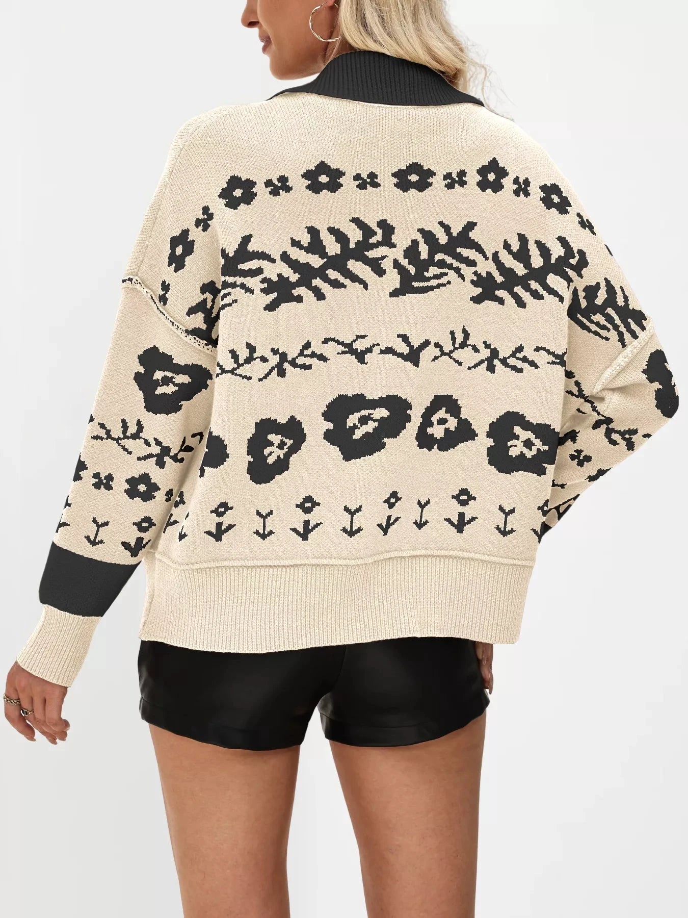 Floral Pattern Button-Down Cardigan by Trendsi