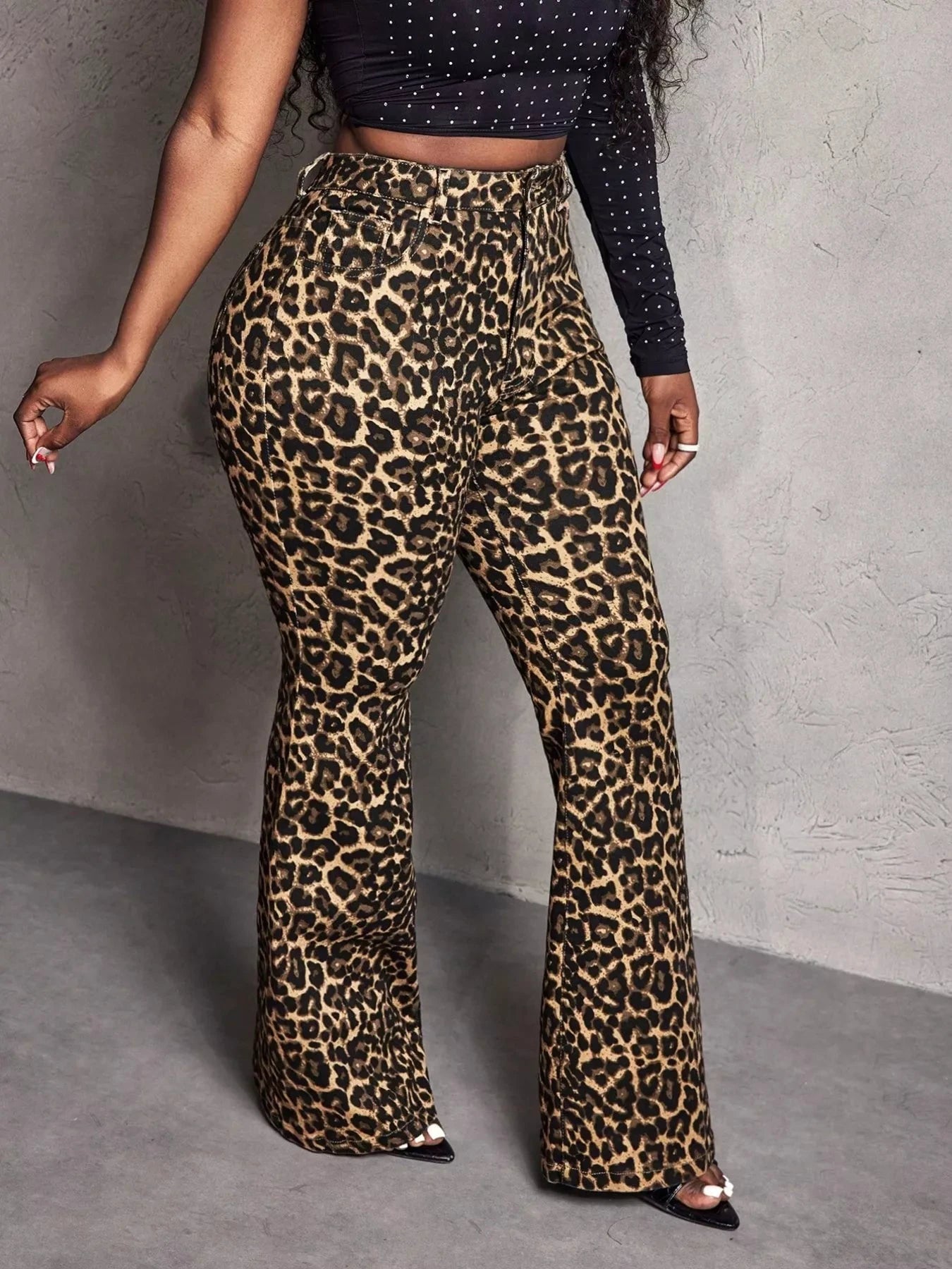 Leopard Wide Leg Pants by Trendsi
