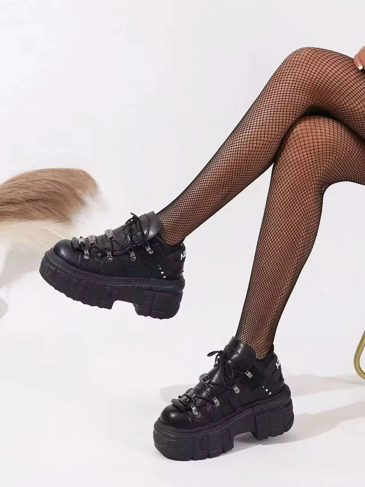 Lace Up Platform Sneakers by Trendsi