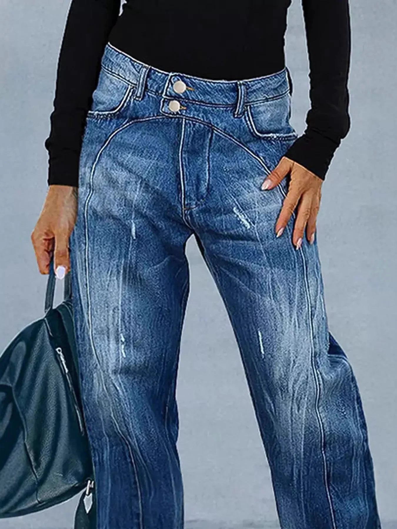 Wide Leg Jeans with Pockets by Trendsi