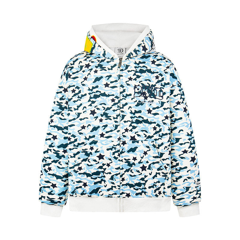 Embroidery Zipper Hoodie Spring Casual Loose Couple Outerwear