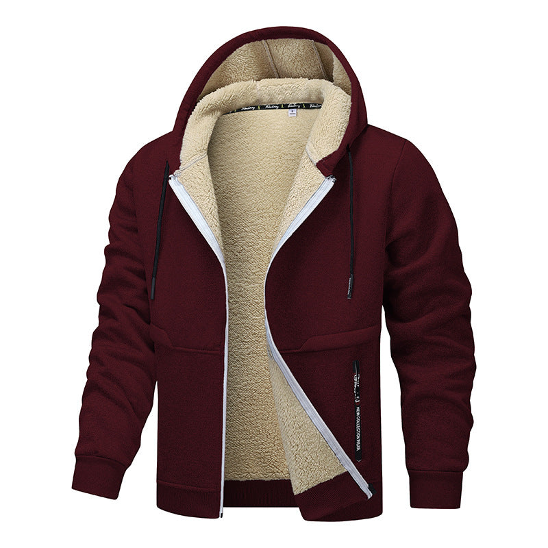 Sudadera informal con capucha para hombre, sudadera de forro polar grueso de invierno con forro de sherpa, chaqueta con cremallera y capucha, abrigos de calle gruesos