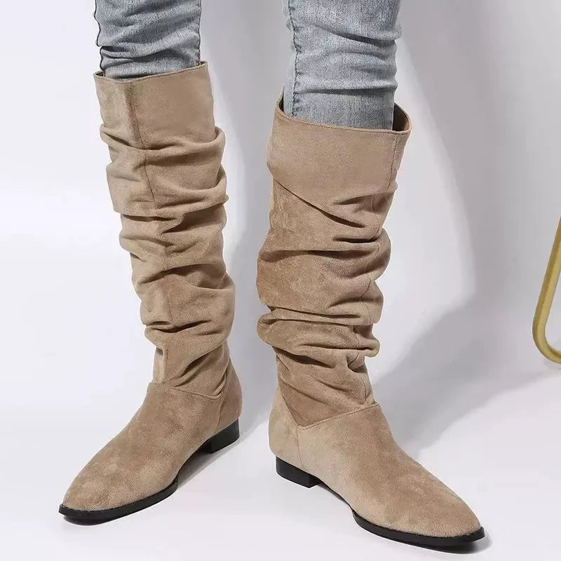 Slouchy Knee High Boots by Trendsi