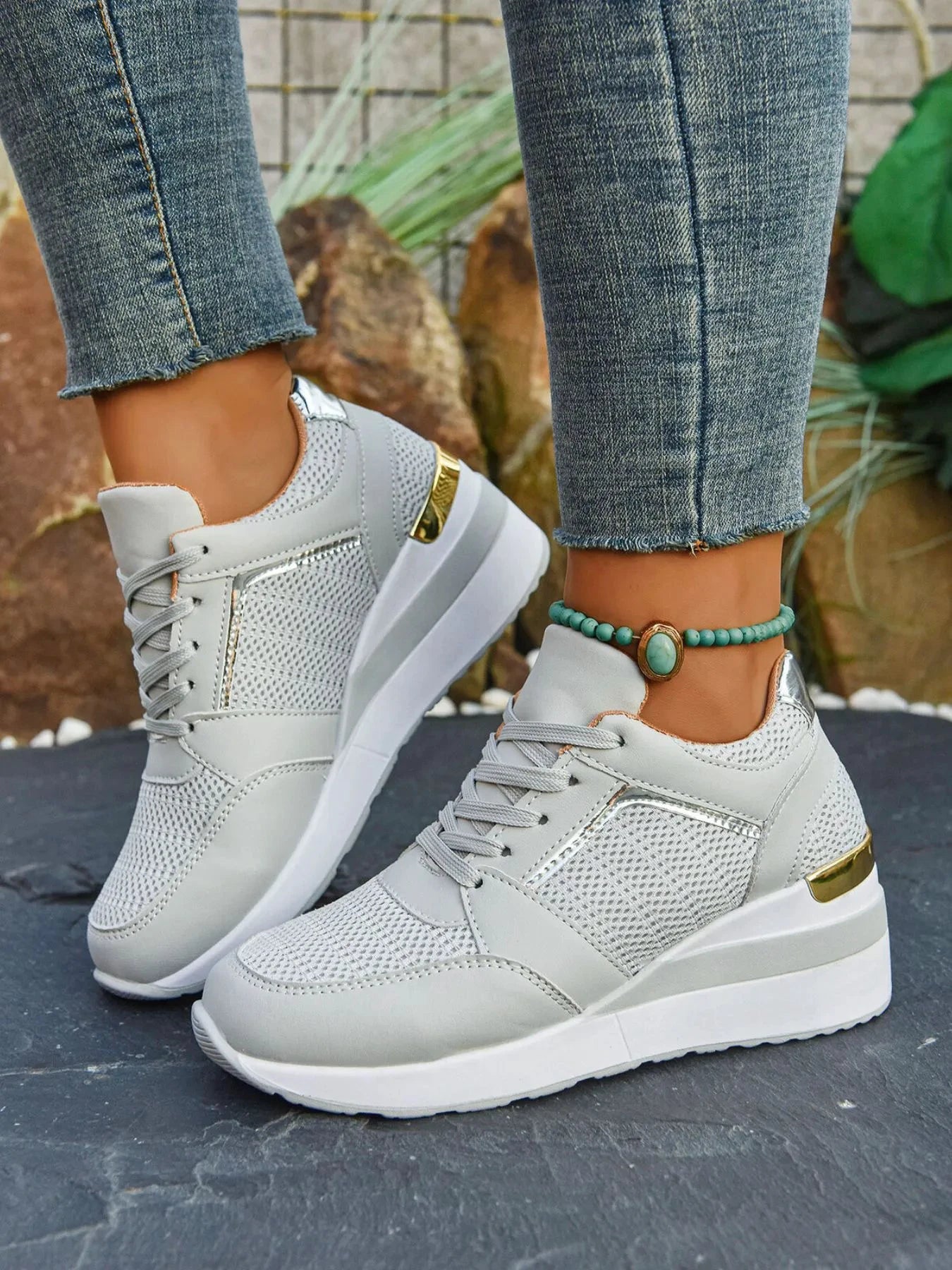 Comfort Breathable Mesh Sneakers by Trendsi