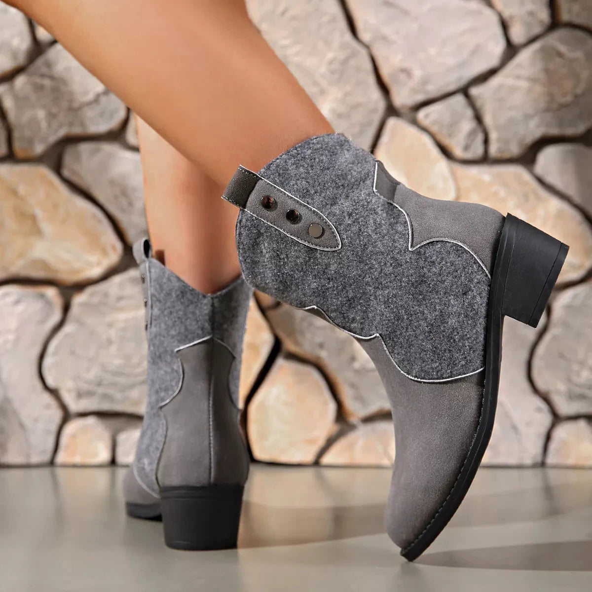 Point Toe Block Heels Boots by Trendsi