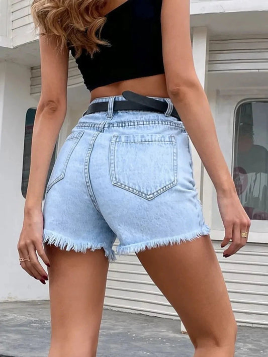 Distressed Raw Hem Denim Shorts by eprolo