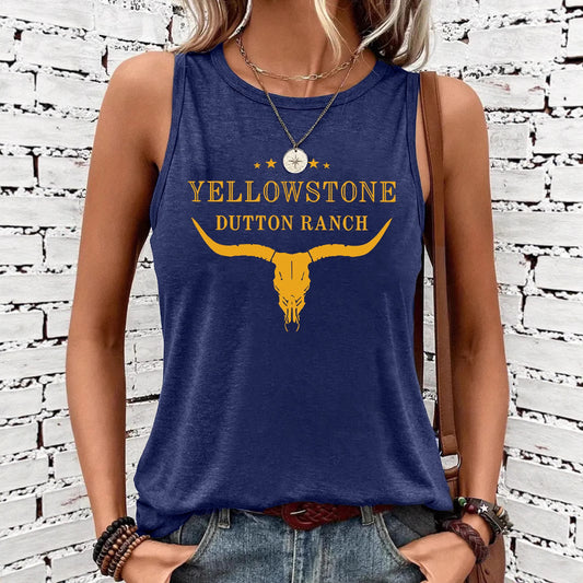 Western denim printed vest