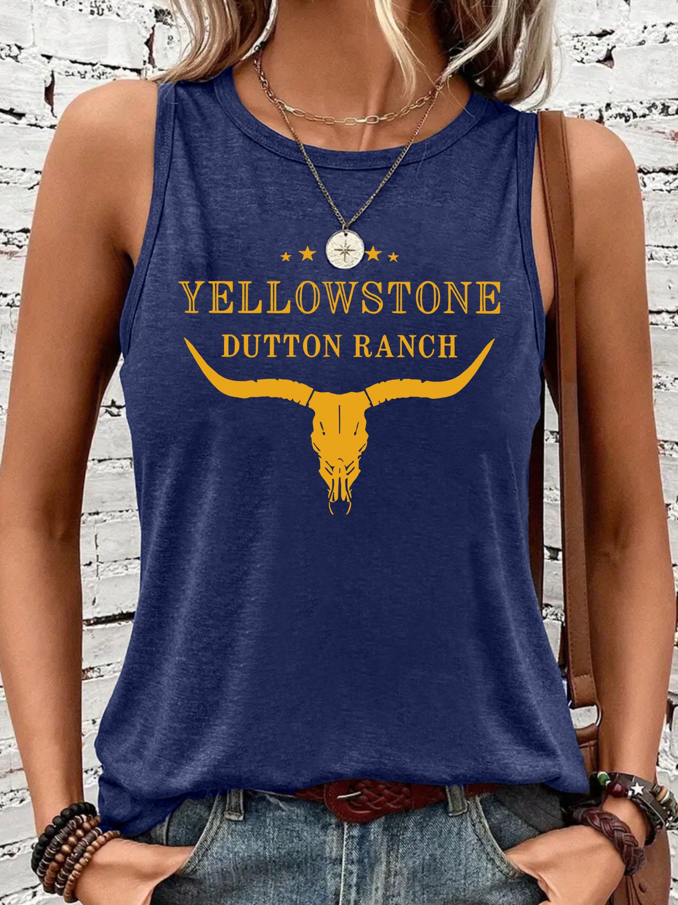 Western denim printed vest