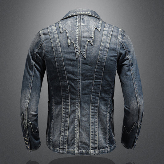 Stylish Ethnic Design Denim Blazer Jacket