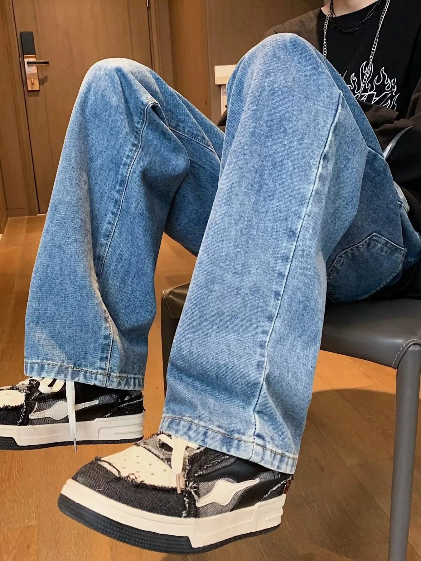 Men's Full Size Loose Fit Drawstring Waist Jeans Plus Size by Trendsi