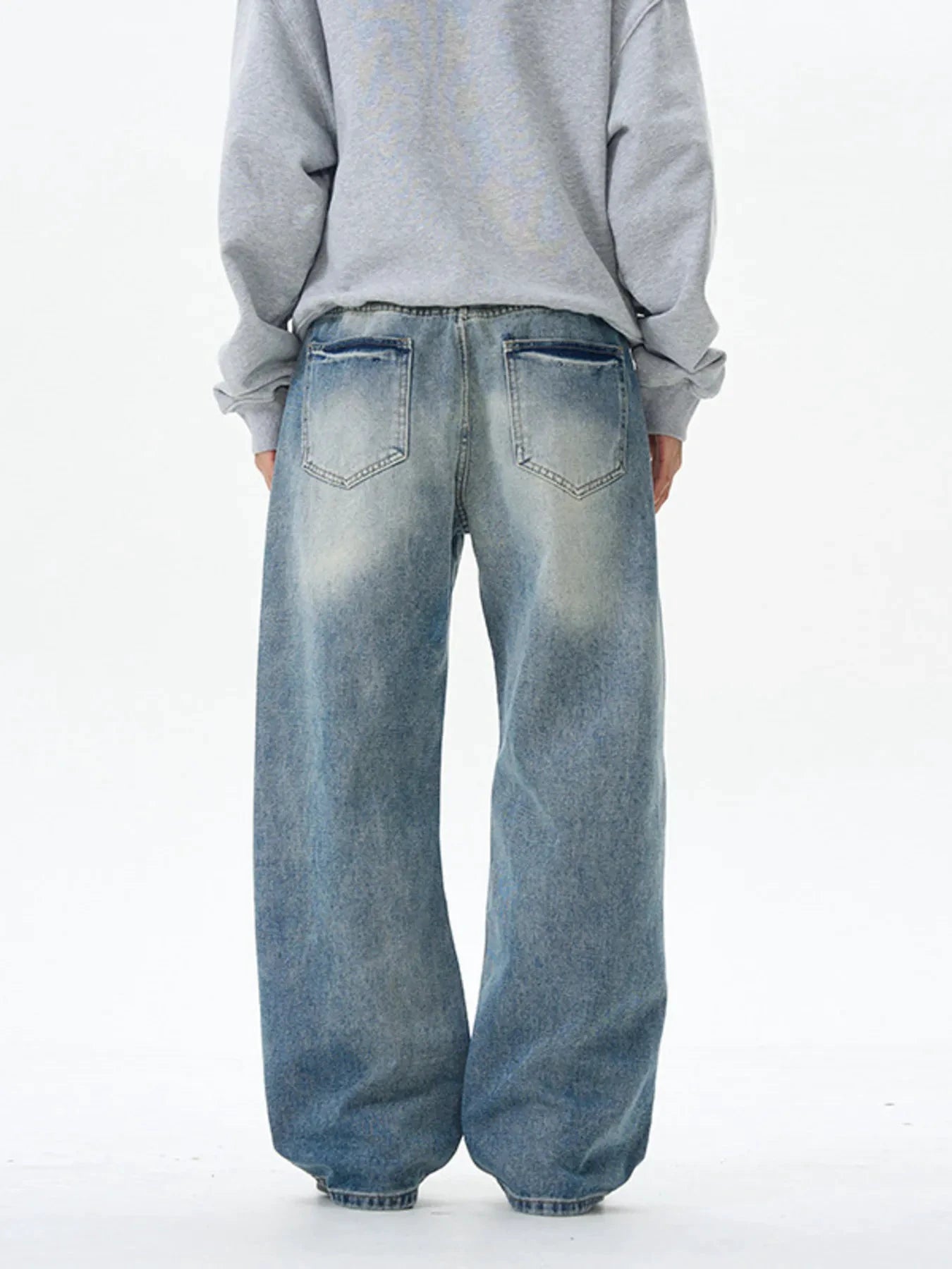 Men's Wash Wide Leg Jeans by Trendsi