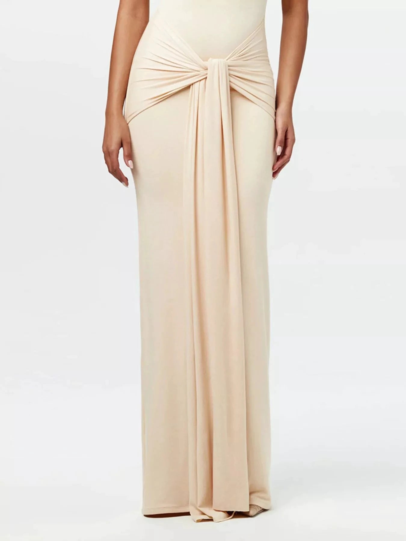 Sleeveless Mock Neck Knot Front Maxi Dress by Trendsi