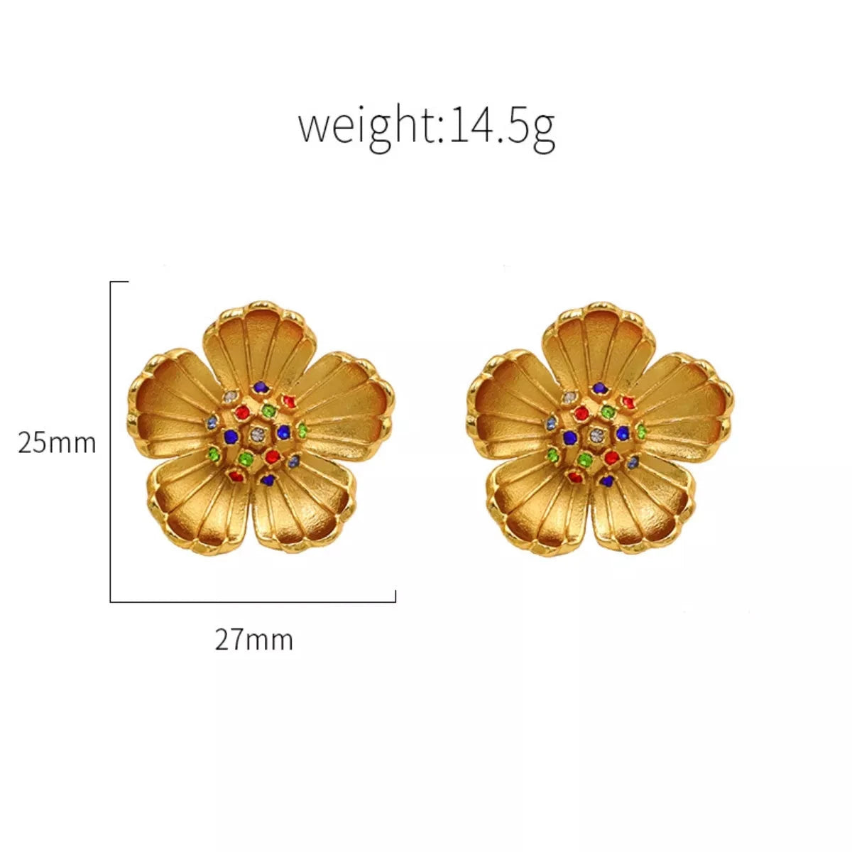 18K Gold-Plated Flower Earrings by Trendsi