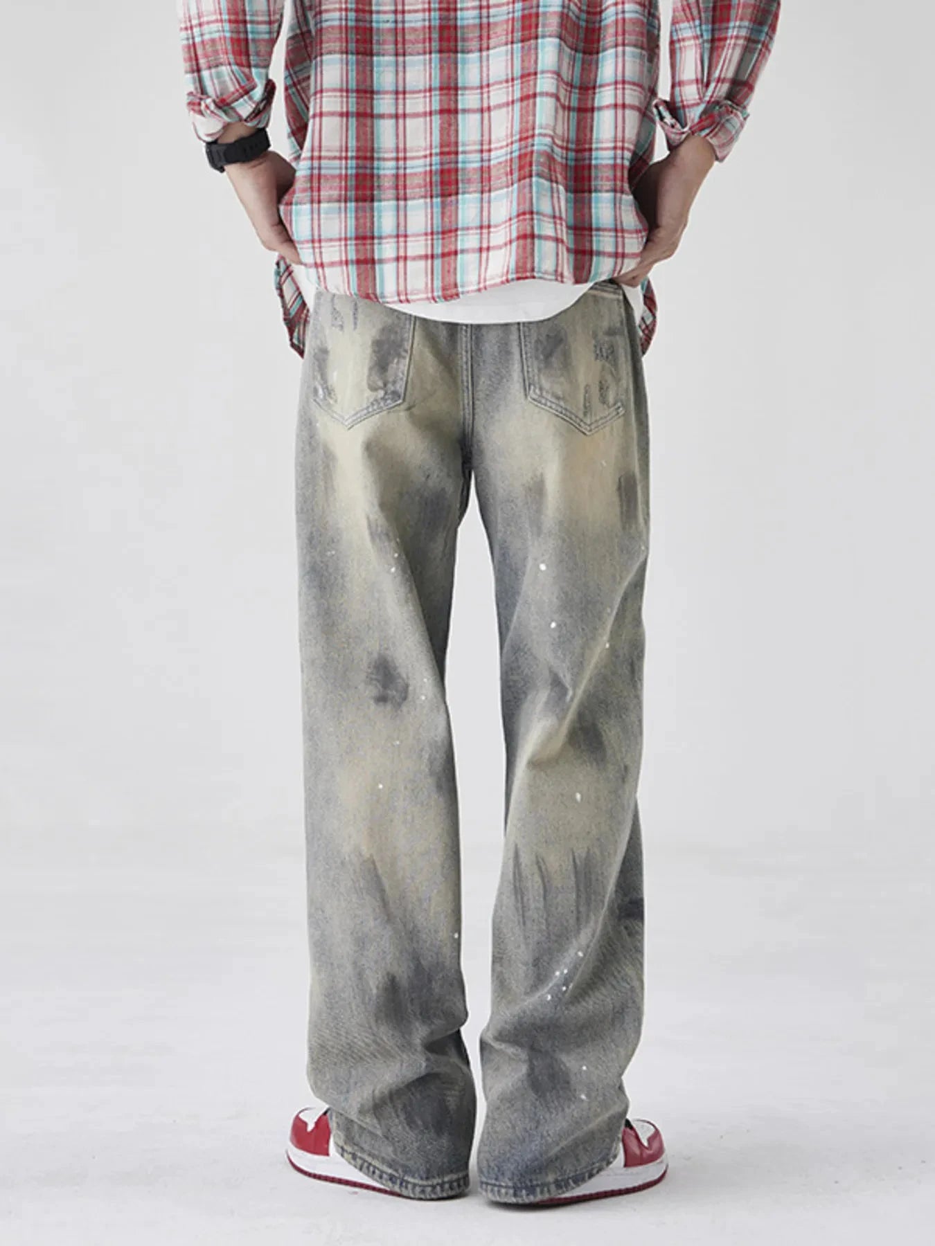 Men's Wash Wide-Leg Jeans by Trendsi