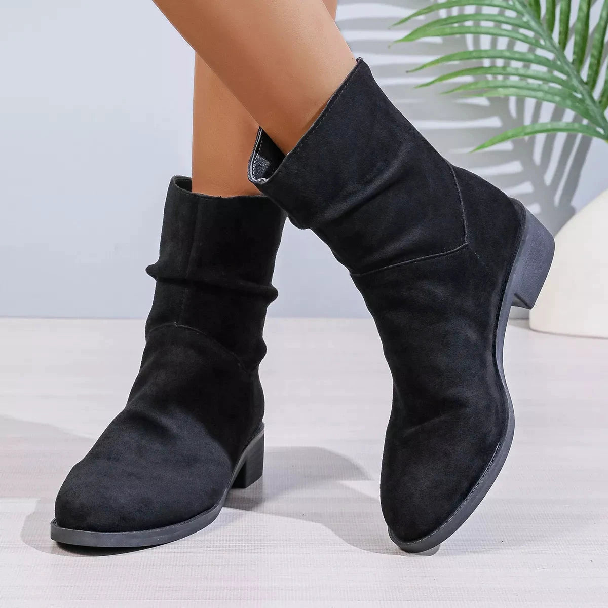 Point Toe Block Heels Boots by Trendsi