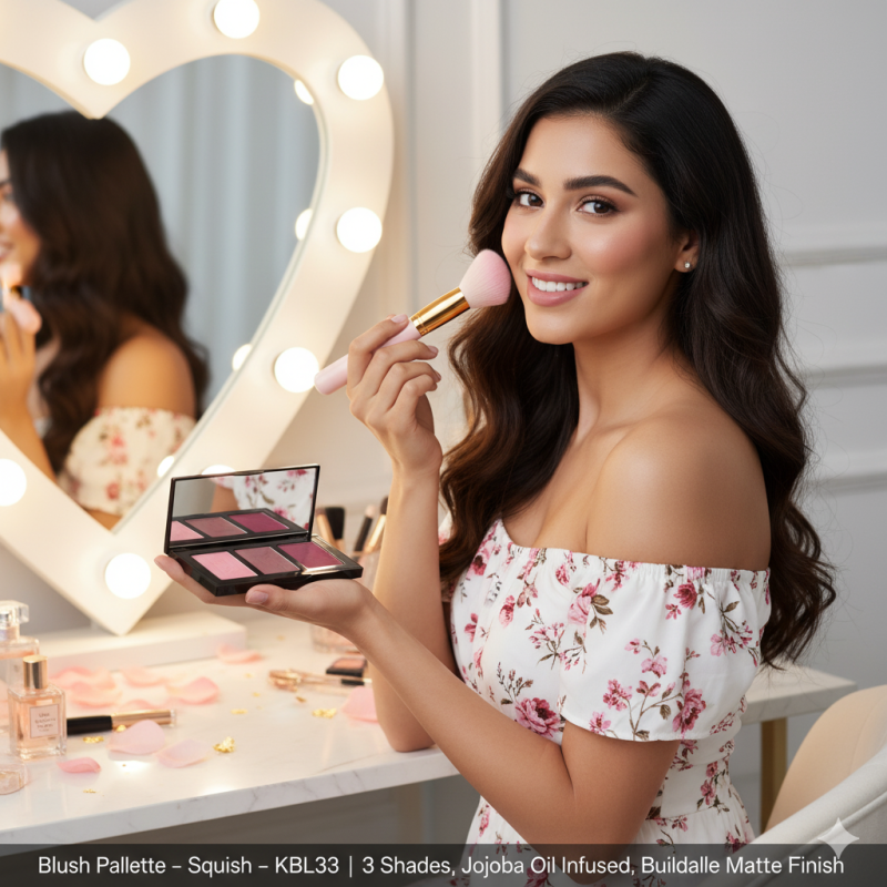 Blush Palette – Squish – KBL33 | 3 Shades, Jojoba Oil Infused, Buildable Matte Finish