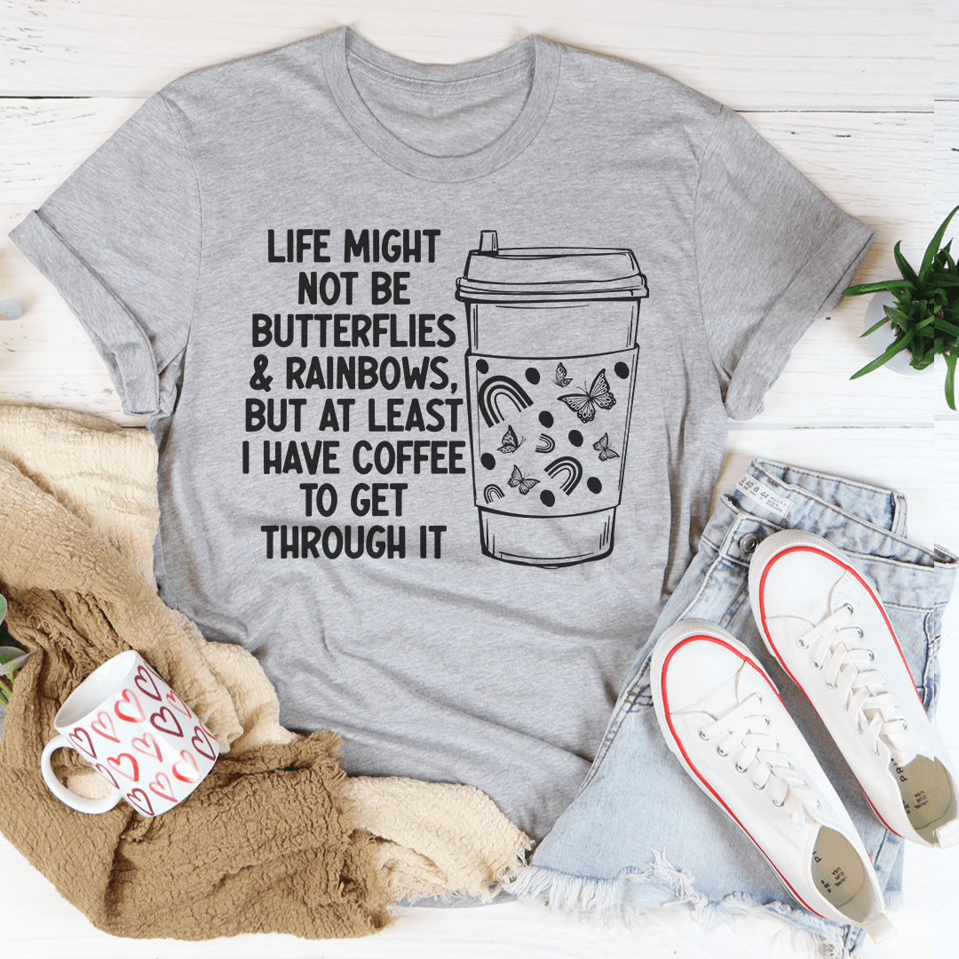 Digitally Printed Soft Cotton USA Made Butterflies And Rainbows Tee