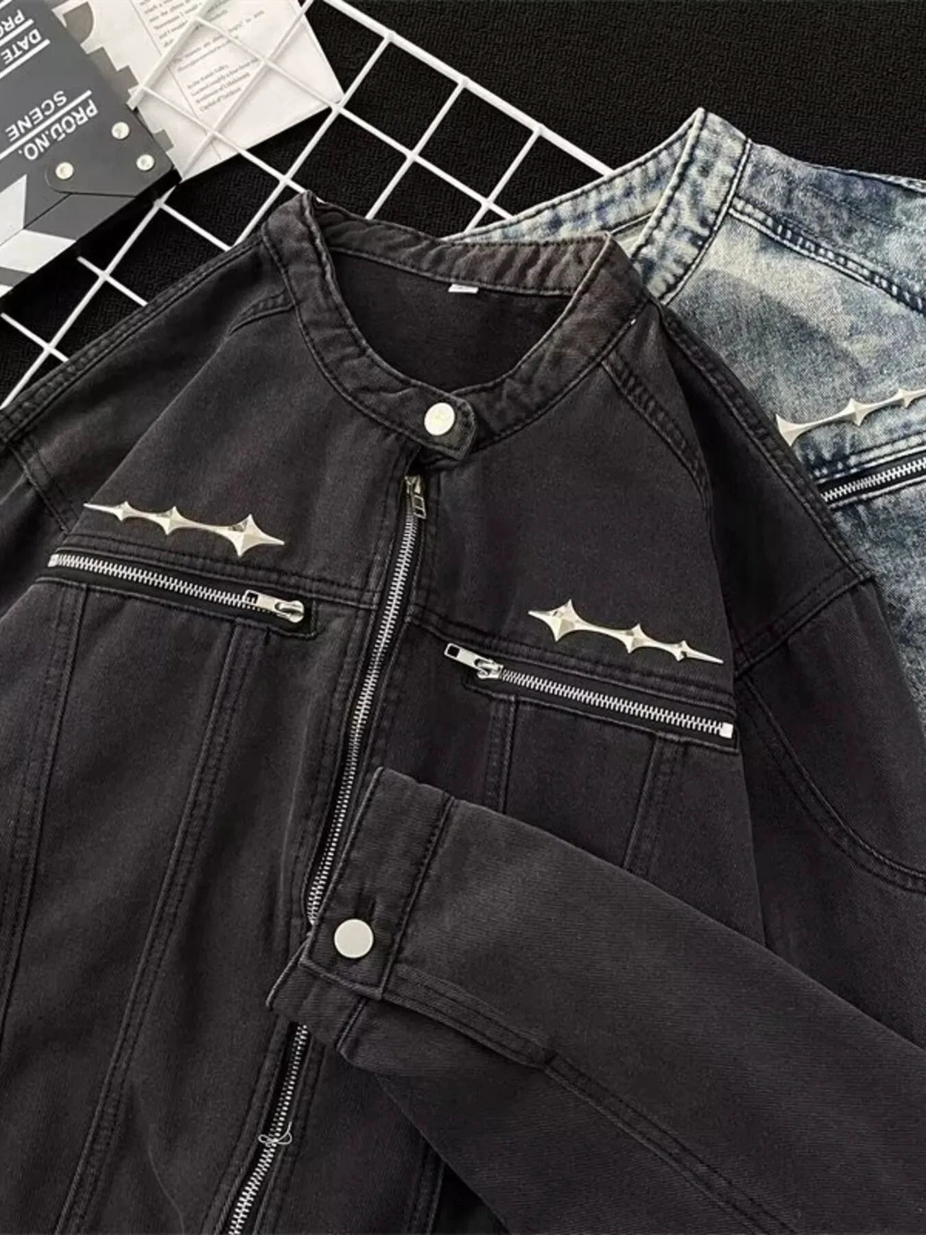 Men's Zip Up Denim Jacket by Trendsi