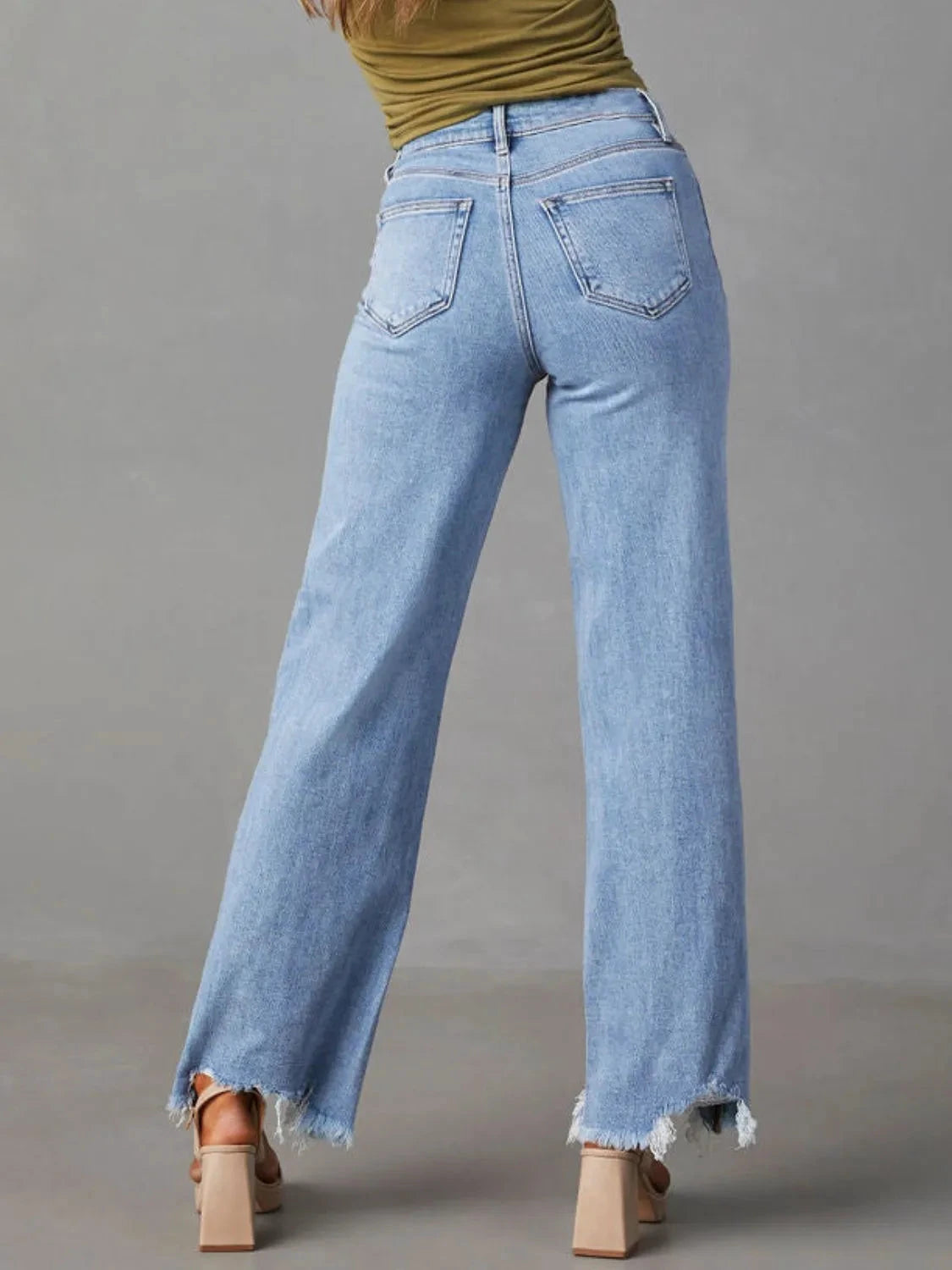Raw Hem Loose Fit Jeans by Trendsi