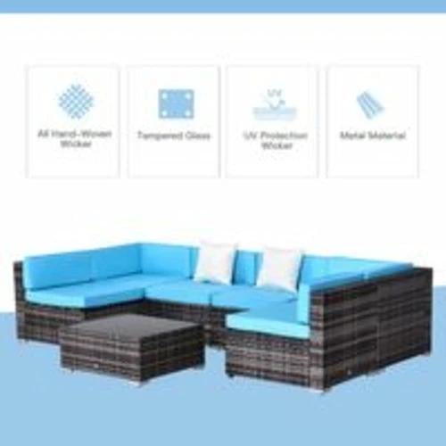 7 Piece Rattan Sofa Set Outdoor Furniture Patio Set by Jeansdenim.store
