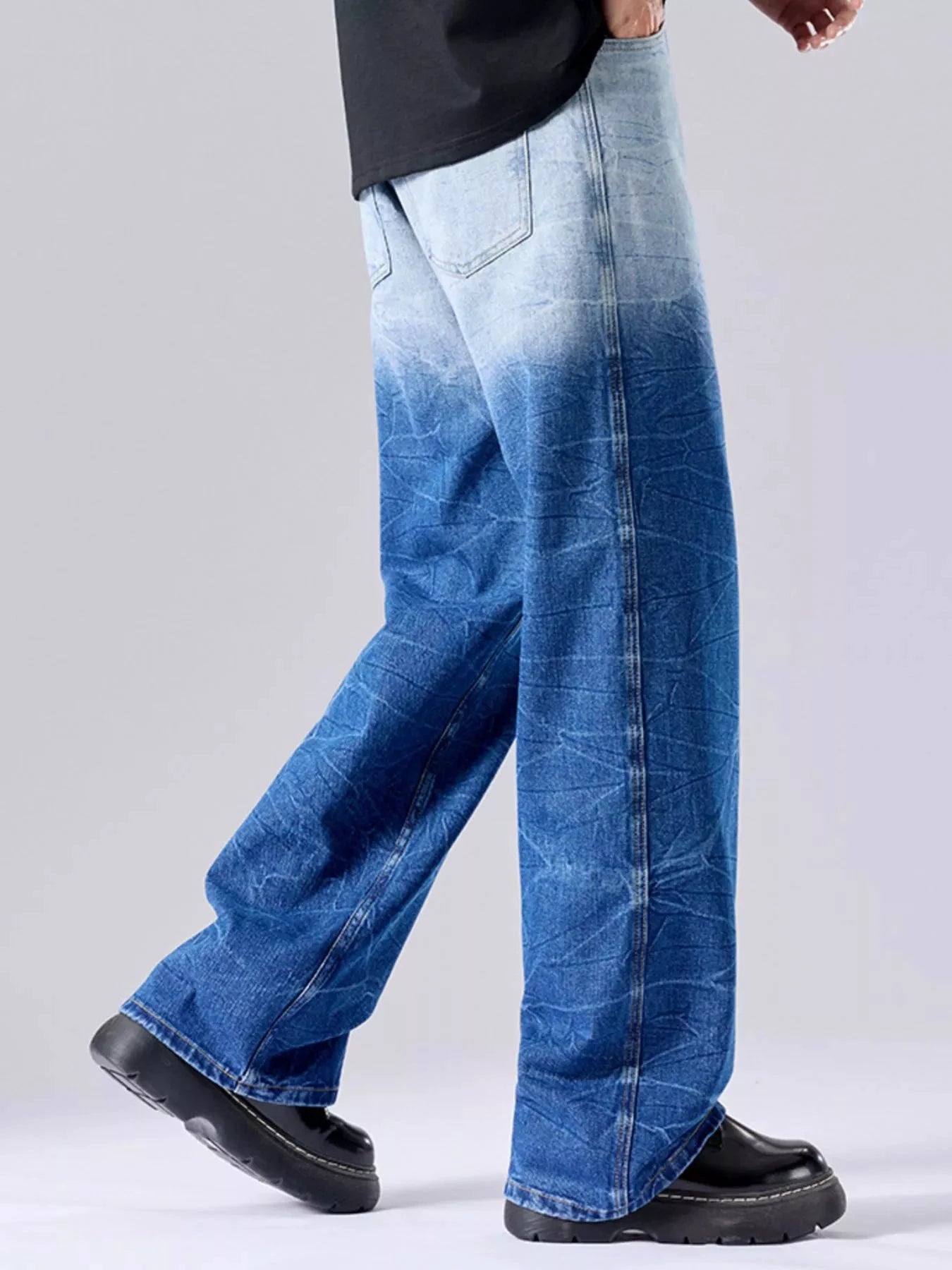 Men's Full Size Ombre Wash Wide Leg Jeans Plus Size by Trendsi