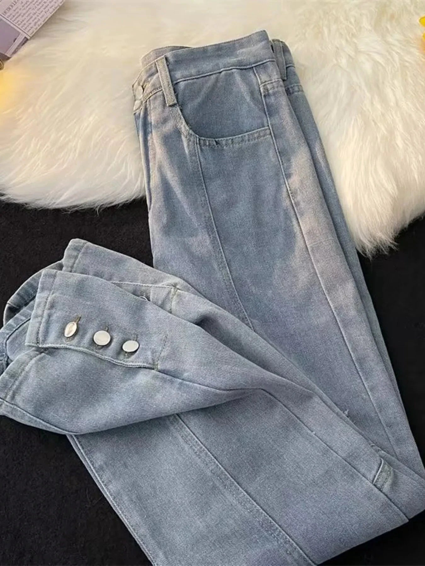 Men's Full Size Distressed Wide Leg Jeans Plus Size by Trendsi