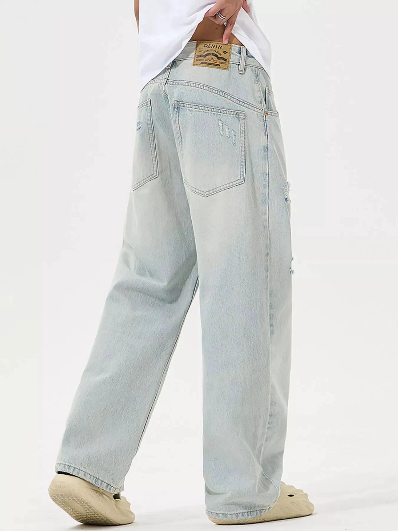 Men's Full Size Distressed Wide Leg Jeans Plus Size by Trendsi